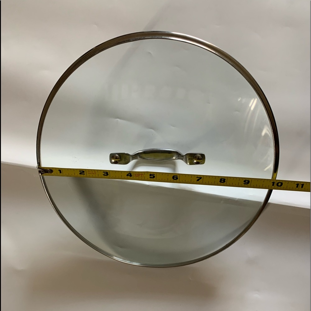 Preowned 10” Large Size Glass Replacement Lid Cover With Silver Handle - Picture 4 of 4